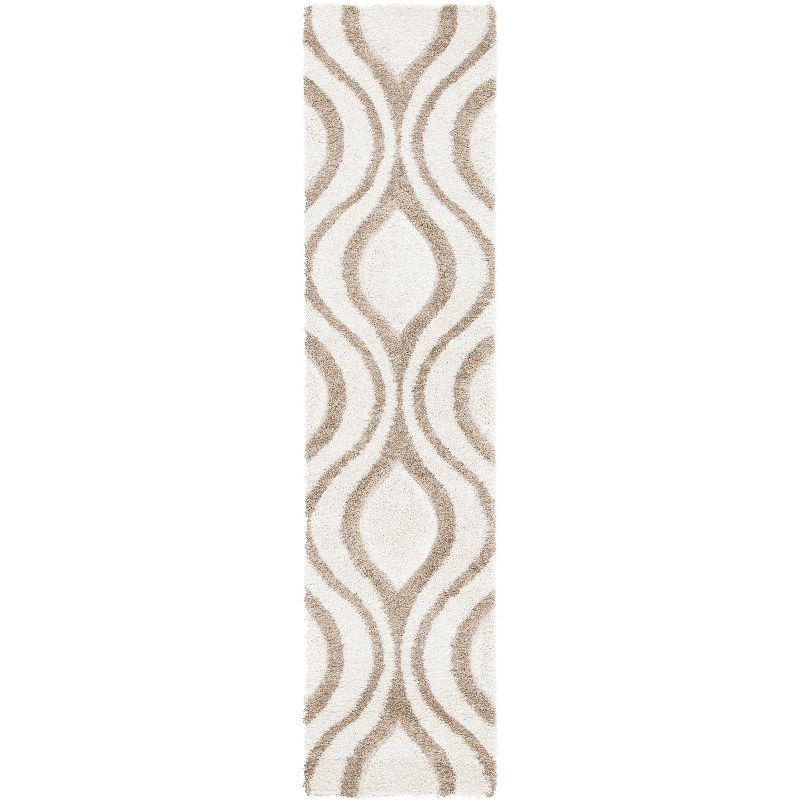 Florida Shag SG461 Power Loomed Indoor Runner Rug - Ivory/Beige - 2'3"x9' - Safavieh