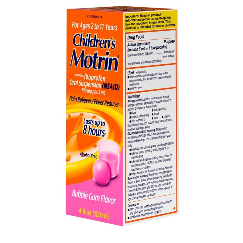 Children's Motrin Pain Reliever/Fever Reducer Liquid - Ibuprofen (NSAID) - Bubble Gum - 4 fl oz