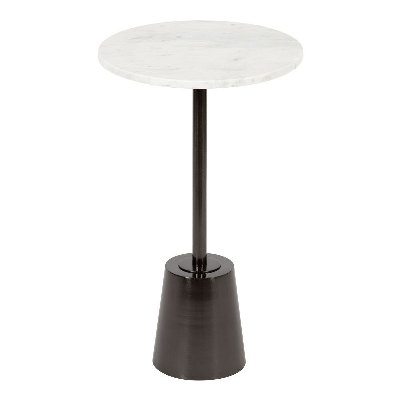 Kate and Laurel Tira Round Metal Side Table, 14x14x24, Pewter and White