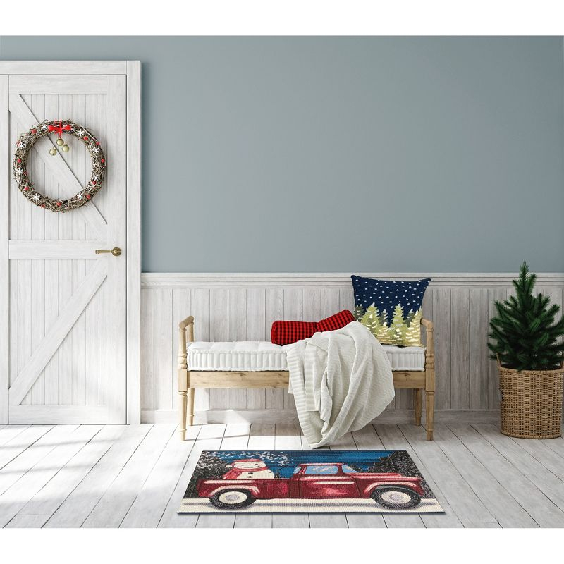 Liora Manne Esencia Truck Load Of Cheer Indoor/Outdoor Mat Midnight 2' x 2'10"