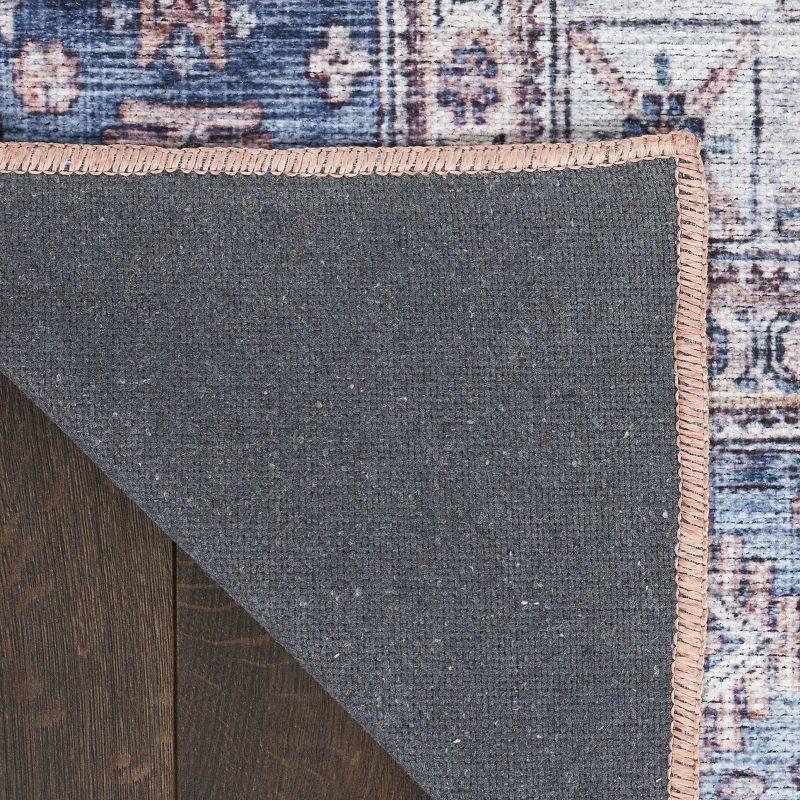 Nourison Washable Brilliance 2' x 4' Blue/Multi Vintage Indoor Bathroom, Kitchen Mat Rug