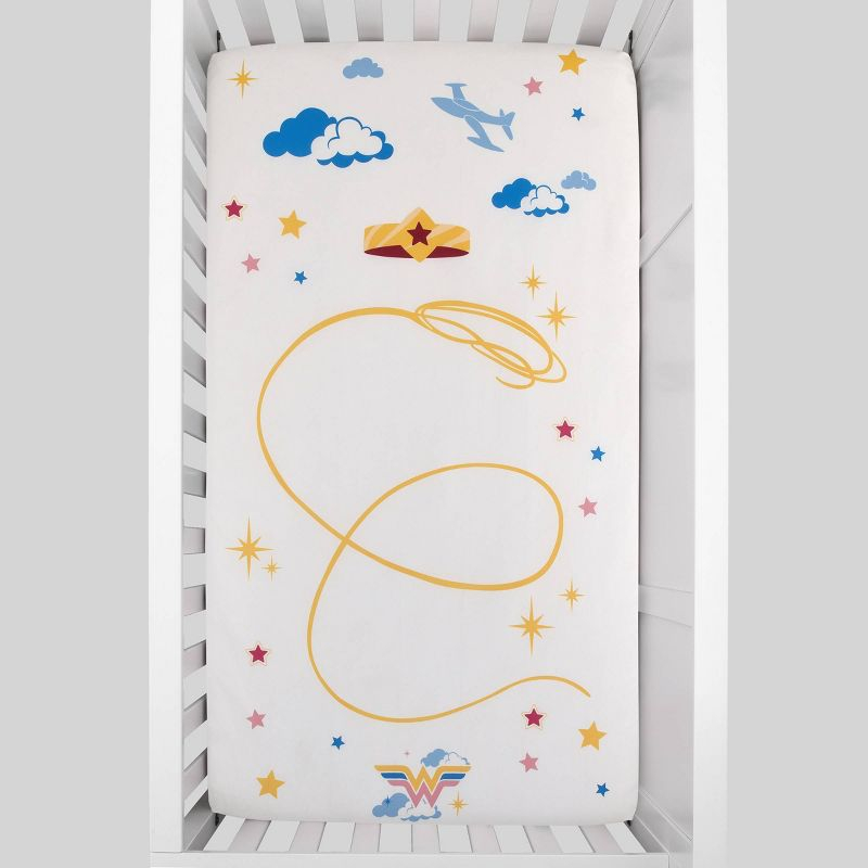Warner Bros. Wonder Woman Photo Op Nursery Fitted Crib Sheet - White