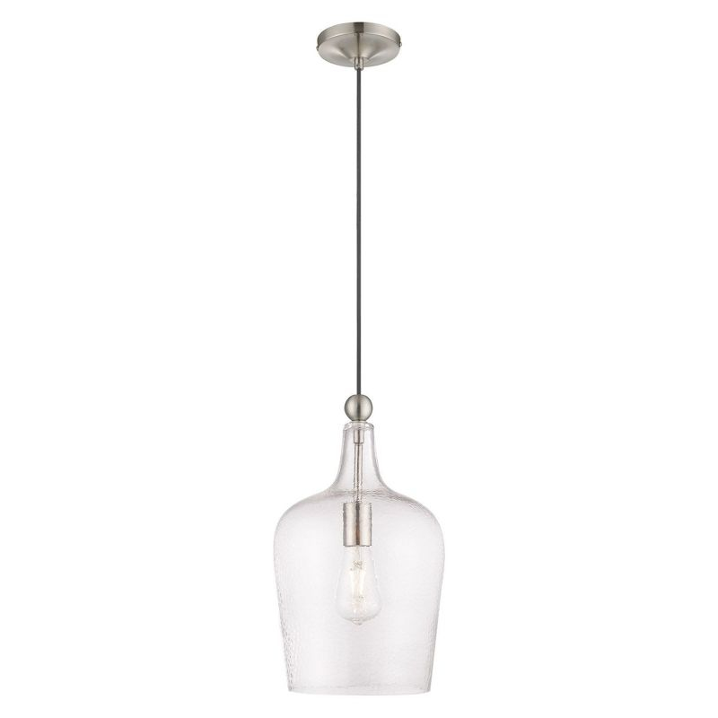 Livex Lighting Art Glass 1 - Light Pendant in  Brushed Nickel