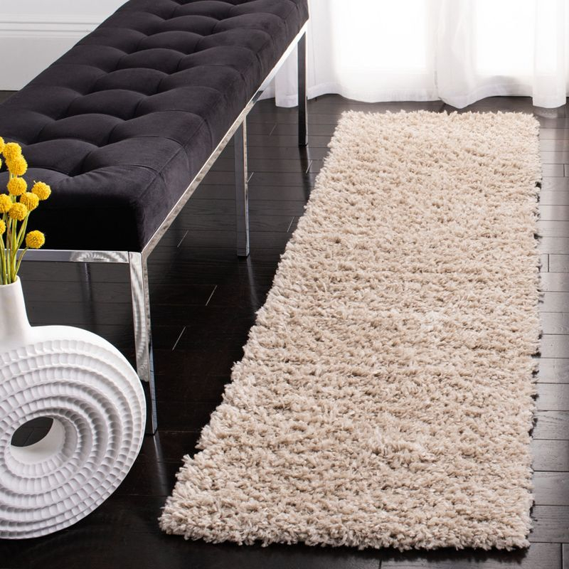 August Shag AUG200 Power Loomed Indoor Runner Rug - Beige - 2'x11' - Safavieh