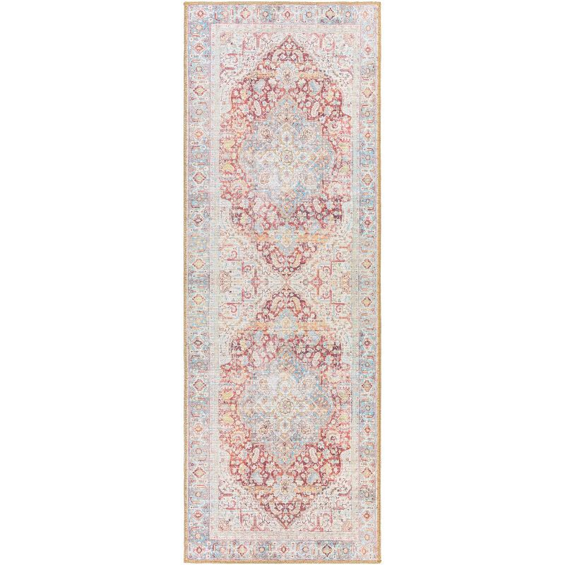 Livabliss 2'7"x7'3" Alanya Traditional Machine Washable Rug Cream: Stain-Resistant Flat Pile Runner