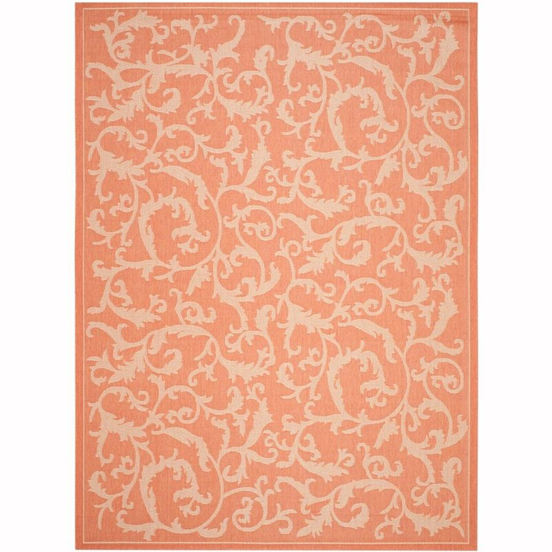Courtyard CY2653 Power Loomed Indoor and Outdoor Area Rug - Terracotta/Natural - 9'x12' - Safavieh