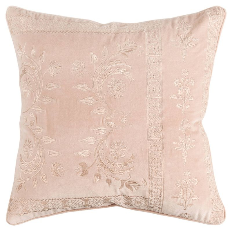 20"x20" Oversize Poly Filled Solid Square Throw Pillow Cover Blush - Rizzy Home: Cotton, Reversible, Zippered