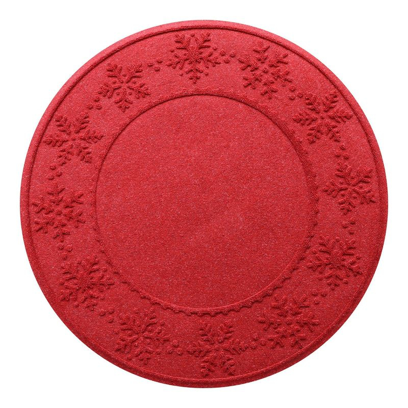 Bungalow Flooring 3' WaterHog Snowflake Tree Skirt Round Floormat Red: Weather-Resistant, Skid-Resistant, Indoor/Outdoor Use