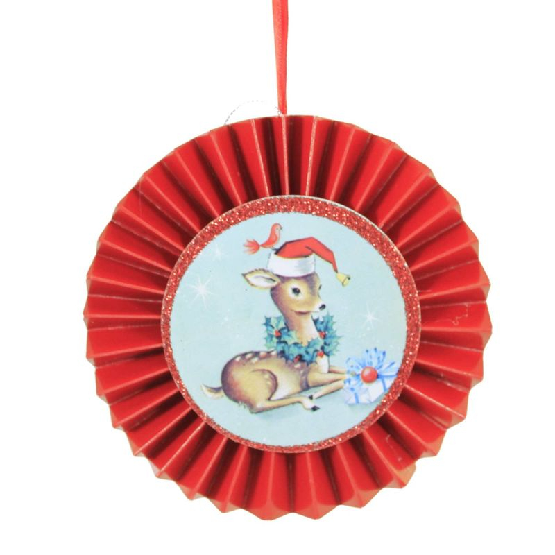 5.0 Inch Holiday Disk Ornaments Set/3 Santa Snowman Reindeer Tree Ornament Sets