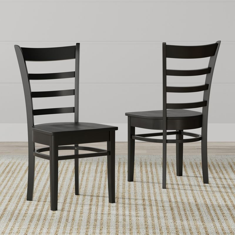 Glenwillow Home Slat Back Solid Wood Dining Chairs in Black (Set of 2)