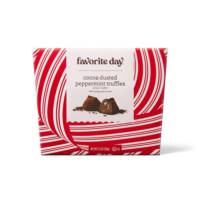 Christmas Peppermint with Candy Cane Pieces Cocoa Dusted Truffles - 5.3oz/12ct - Favorite Day™