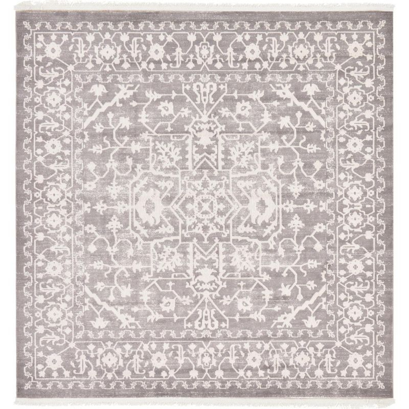 Unique Loom New Classical Collection Area Rug - Olympia (8'  Square Light Gray/Ivory)