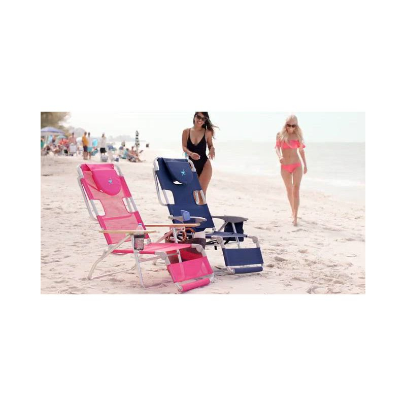 Ostrich Deluxe Padded 3-N-1 Lightweight Portable Adjustable Outdoor Folding Chair for Lawn Beach Lake Camping Lounge with Footrest, Teal (2 Pack)