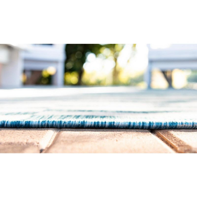 Unique Loom 4' 1 x 6' 1 Rectangle Indoor/Outdoor Striped Light Aqua Area Rug