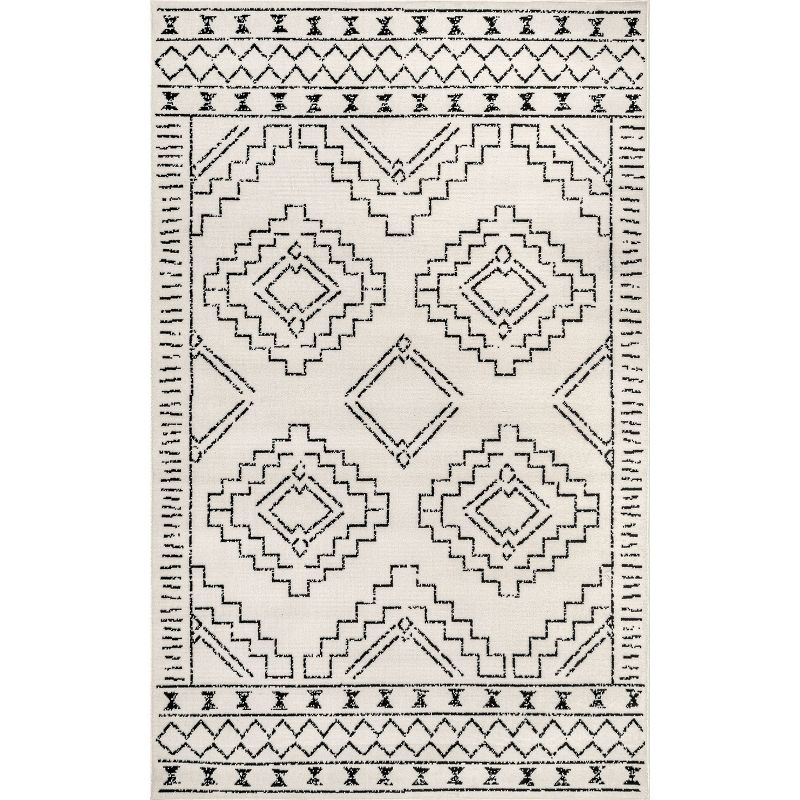 Nuloom 7x9 Noa Triabl Moroccan Indoor Area Rug, Black, Bohemian Design, Stain Resistant, BedroomLiving Room, Kitchen,