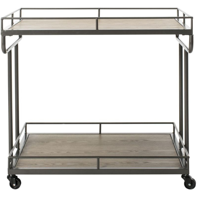 Dawson 2 Tier Rectangle Bar Cart - BCT6200A - Rustic Oak/Gunmetal - Safavieh