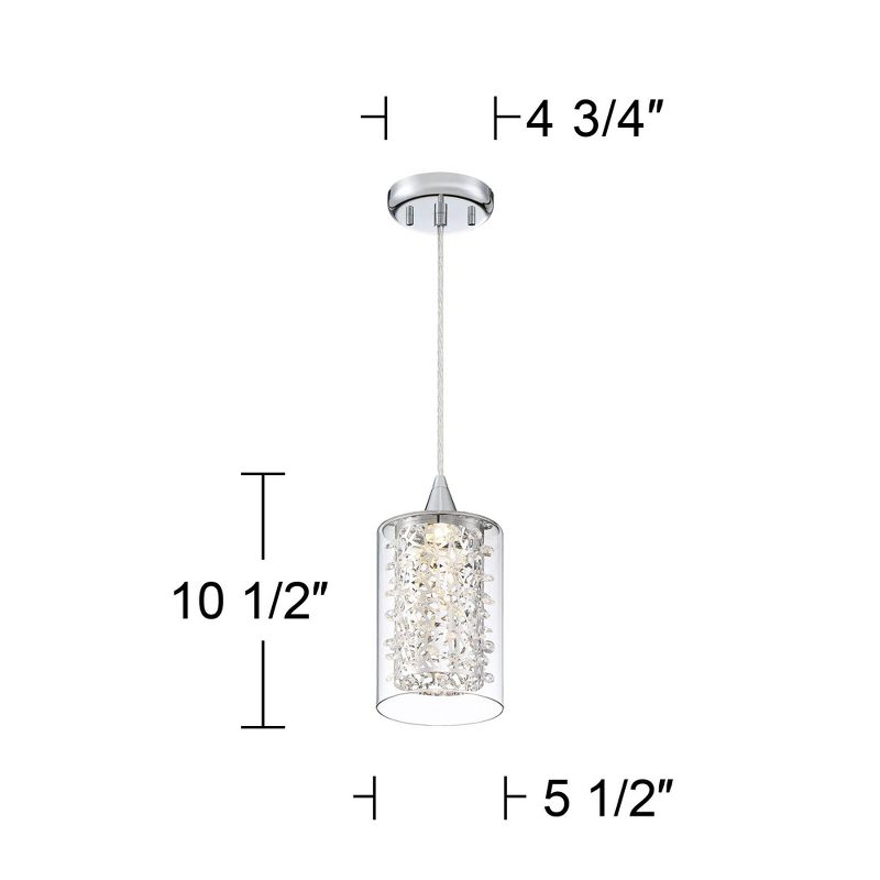 Possini Euro Design Enya Chrome Mini Pendant 5 1/2" Wide Modern Dimmable LED Crystal Clear Glass for Dining Room House Foyer Kitchen Island Entryway