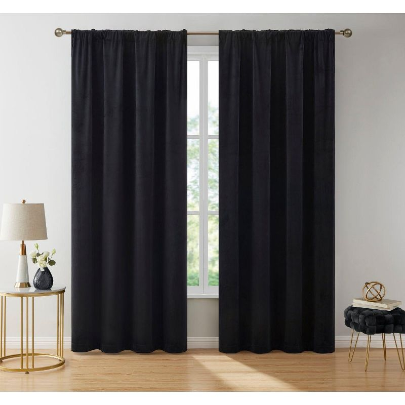 Eider & Ivory™ Monroy Velvet Solid Color Curtain Panels Set (Set of 2)