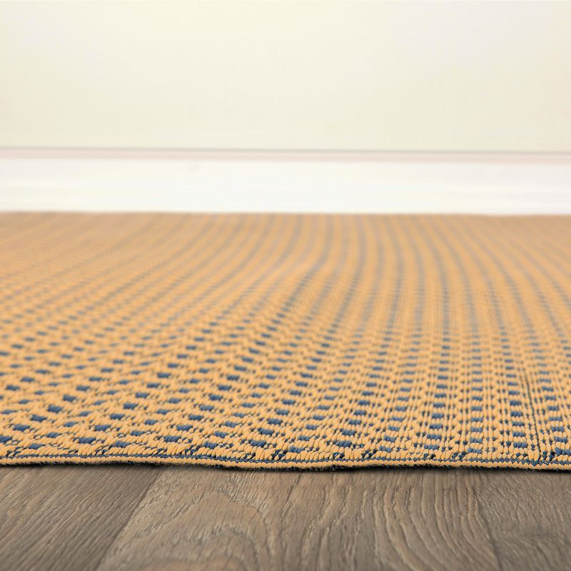 World Rug Gallery Contemporay Solid Reversible Plastic Indoor and Outdoor Rugs - NAVY 5' X 7'
