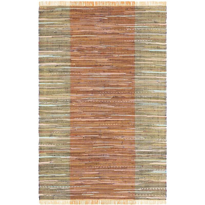 Rag Area Rug RAR122 Hand Woven Area Rug - Rust/Gold - 4'x6' - Safavieh.