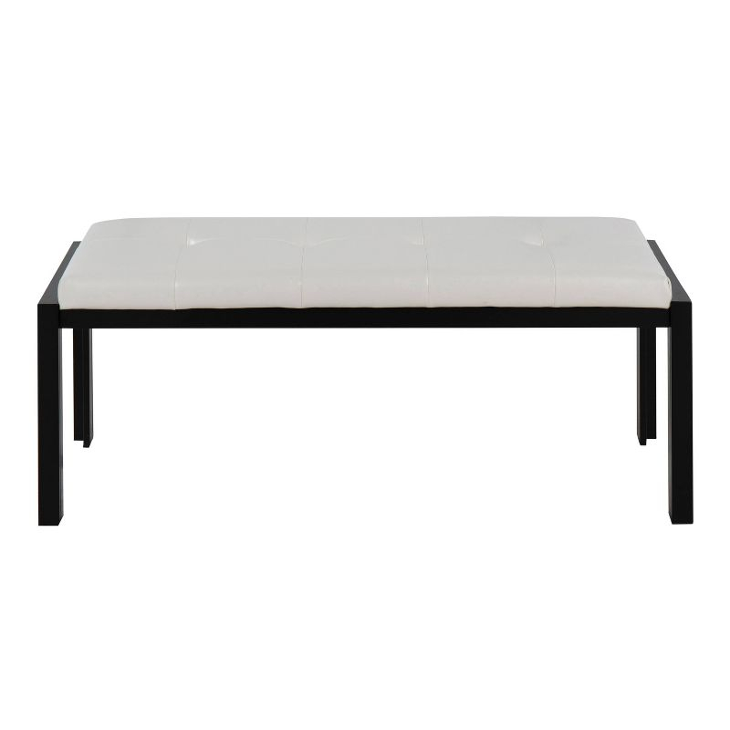 46" Fuji PU Leather/Metal Bench Black/White - LumiSource: Padded, Entryway, End of Bed