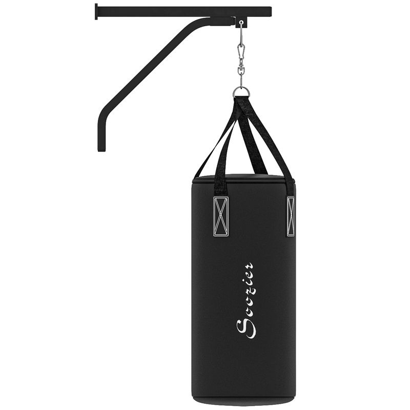 Soozier Heavy Bag Wall Mount Set with Unfilled Punching Bag, Bracket, Boxing Gloves, Hand Wraps, and 360° Swivel Hook