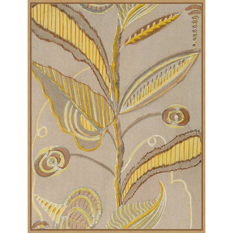 Amanti Art 23" x 30" Delicate Deco Plant Pattern IV by Baxter Mill Archive Framed Canvas Wall Art Print: Modern Style, Polystyrene Frame