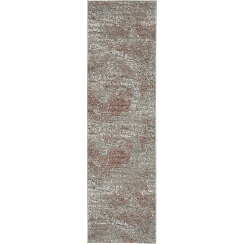 Nourison Rustic Textures Indoor Area Rug Light Grey/Rust 2'2" x 7'6"