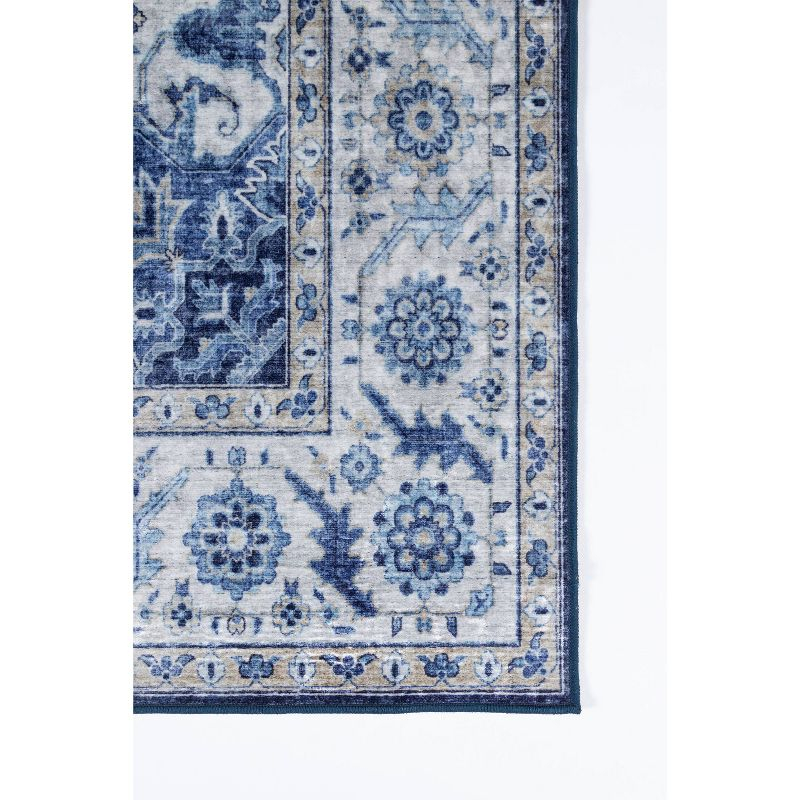 5'x8' Karachi Aria Area Rug Blue - Momeni: Geometric Bohemian, Rubber Backing, Medium Pile, Indoor Use