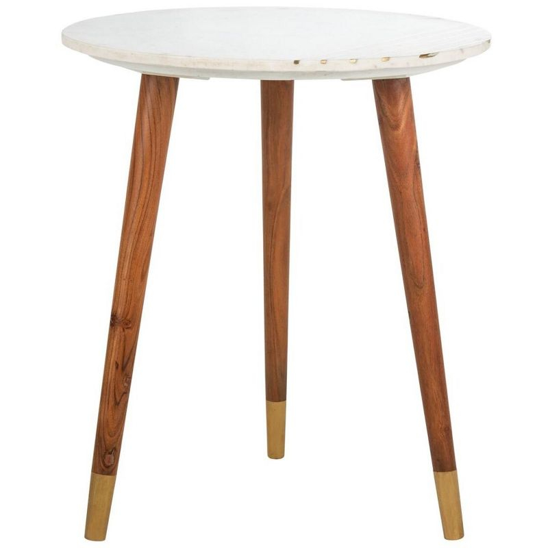 Valerie Marble Accent Table - White Marble/Brass - Safavieh.
