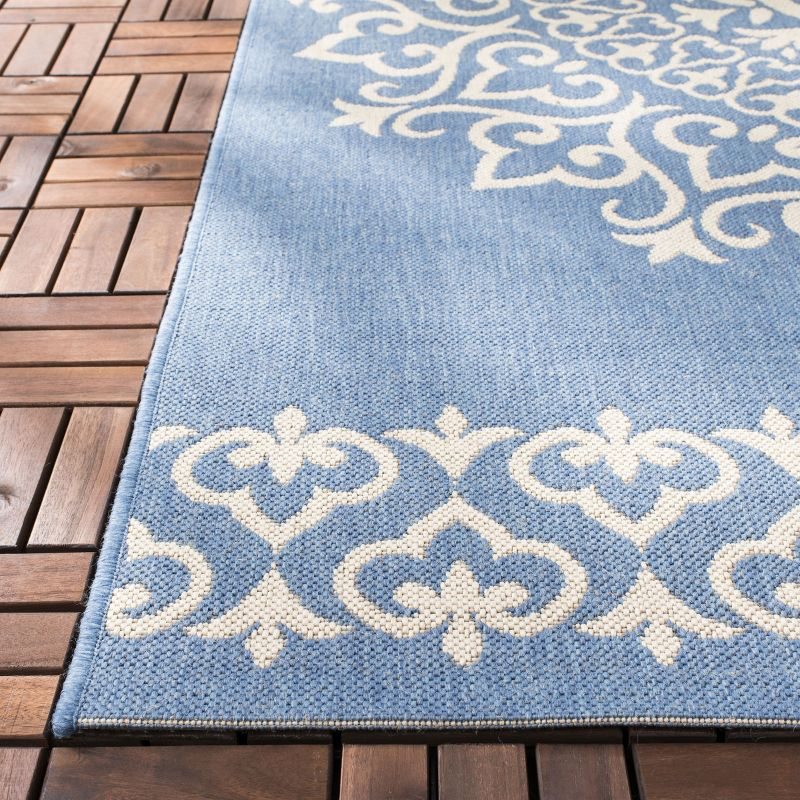 Beach House BHS183 Power Loomed Indoor/Outdoor Area Rug - Cream/Blue - 8'x10' - Safavieh