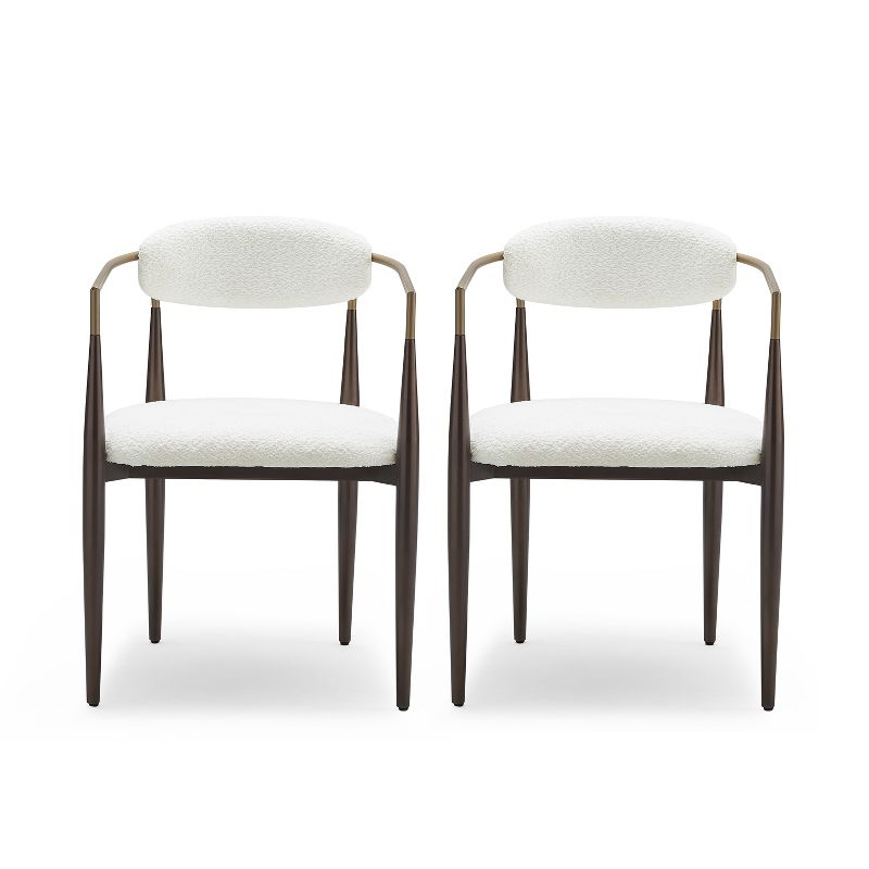 Christopher Knight Home Grov Upholstered Boucle Iron Dining Chair (Set of 2), Beige and Gold