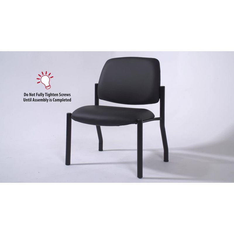 400lbs Weight Capacity Guest Chair Antimicrobial Black - Boss Office Products: Sturdy, Easy Clean, Armless