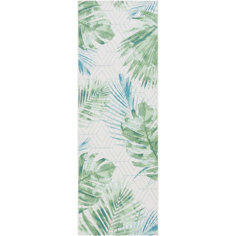 Barbados BAR590 Power Loomed Indoor and Outdoor Runner Rug - Green/Teal - 2'8"x8' - Safavieh.