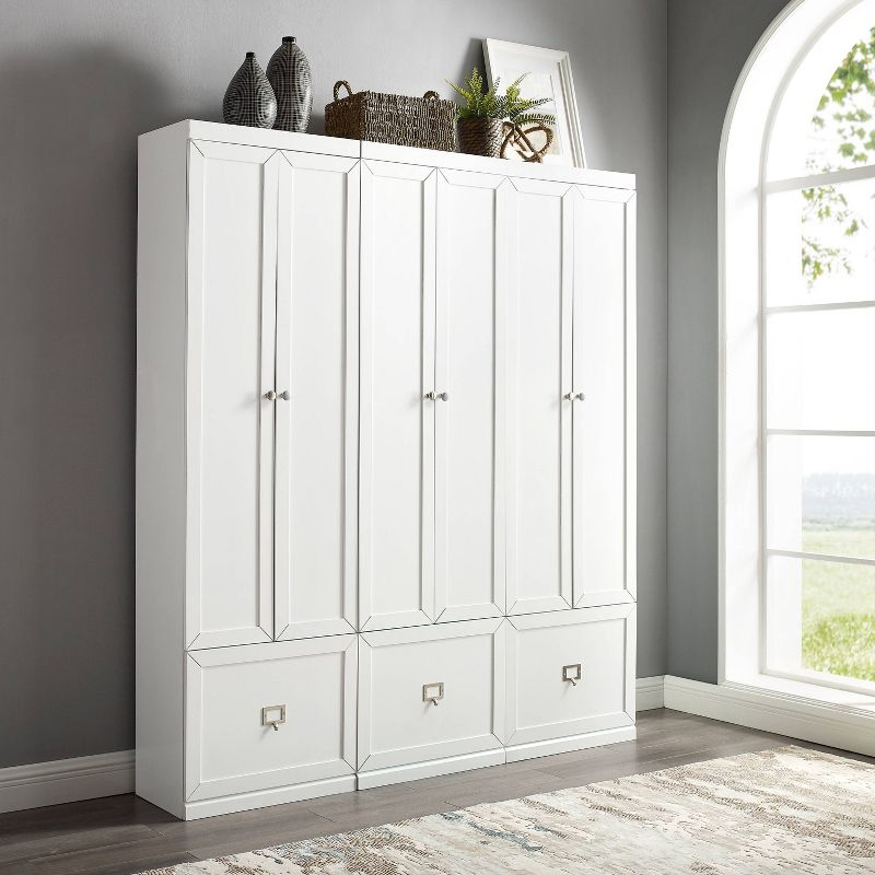 3pc Harper Entryway Pantry Closets White - Crosley: Modular Storage, Adjustable Shelves, Mudroom Organizer