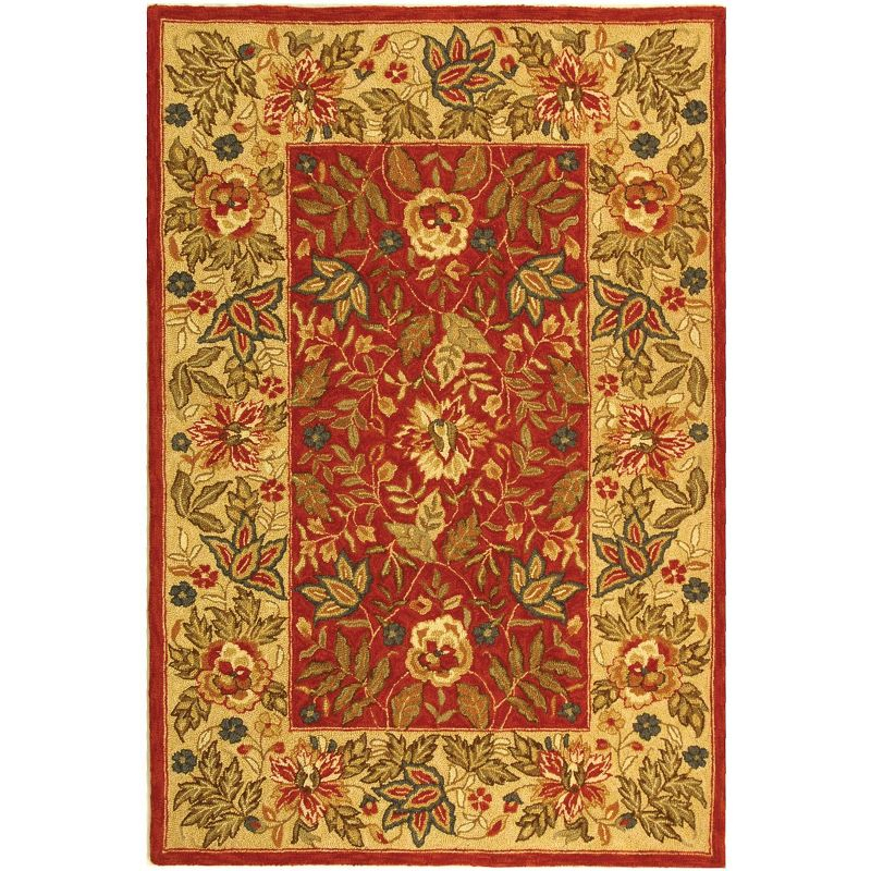 Chelsea HK140 Hand Hooked Area Rug - Red/Ivory - 3'9"x5'9" - Safavieh.