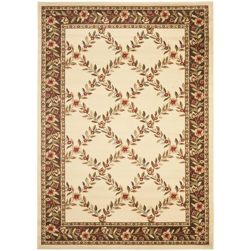 Lyndhurst LNH557 Power Loomed Area Rug - Ivory/Brown - 5'3"x7'6" - Safavieh