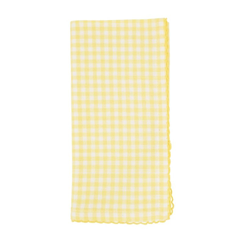 Saro Lifestyle Table Napkins With Gingham Design, Yellow, (Set of 4 pcs)