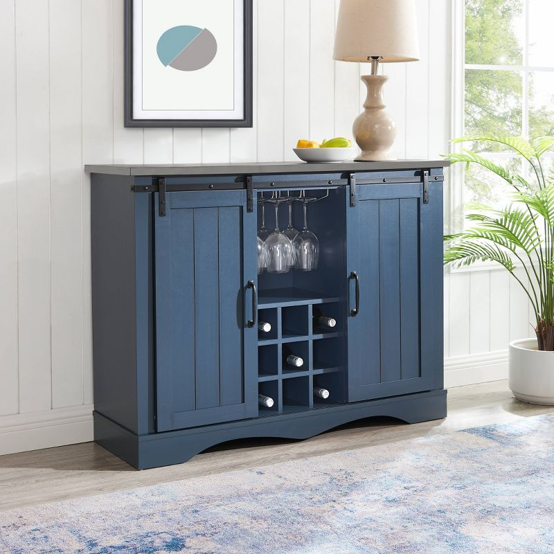 47" Wine Bar Cabinet Navy - Home Essentials