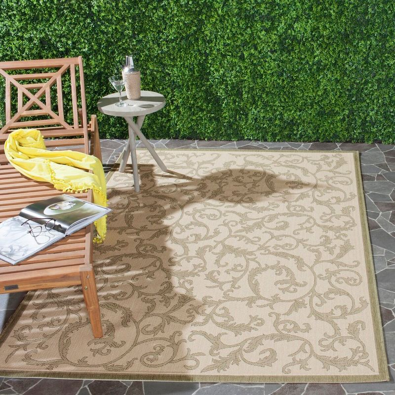 Courtyard CY2653 Power Loomed Indoor and Outdoor Accent Rug - Natural/Olive - 2'7"x5' - Safavieh