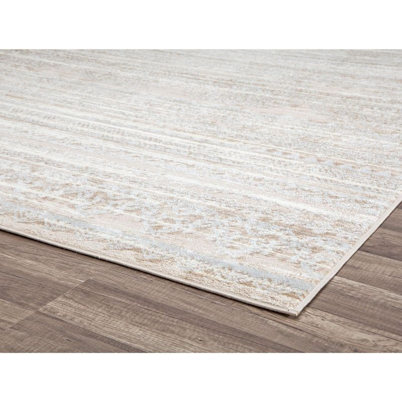 Rugs America Leopold LX10B Misty Cream Transitional Cream Area Rug for Dining Room Rug Neutral Rug Living Room Rug Kitchen, 5'3"x7'
