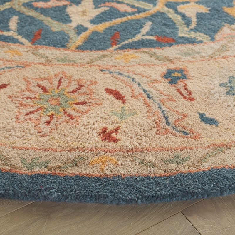 Antiquity AT14 Hand Tufted Indoor Area Rug - Blue - 3'6" Round - Safavieh