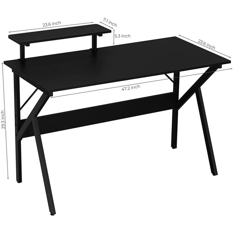 Greenforest Home Office Desk with Monitor Shelf, Computer/Gaming Desk, Black, 47in