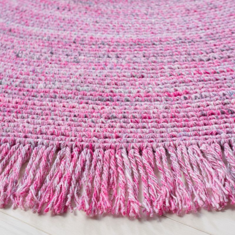 Braided BRD275 Hand Braided Area Rug - Pink/Ivory - 4' round - Safavieh.