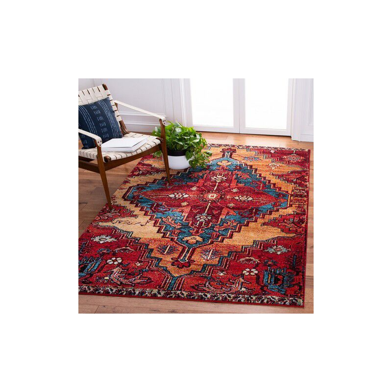 Vintage Hamadan VTH248 Power Loomed Indoor Area Rug - Red/Blue - 5'3"x7'6" - Safavieh