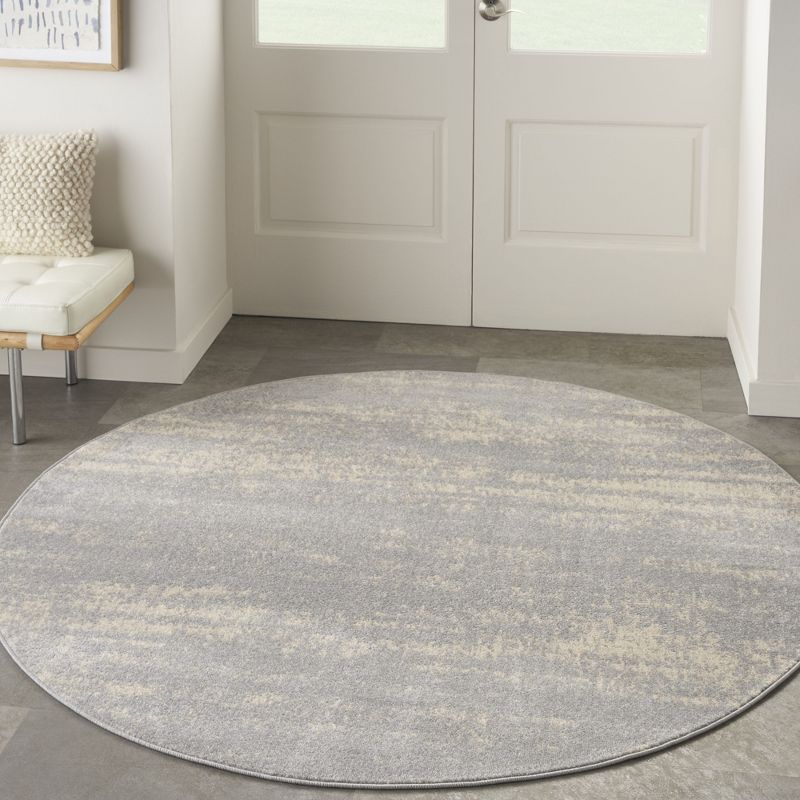 Nourison Essentials 8' x round Grey/Beige Modern Indoor/Outdoor Rug