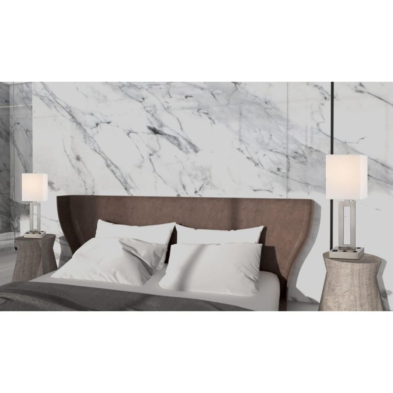 Cal Lighting Sarnia metal desk lamp with 1 outlet and 2 USB charging ports