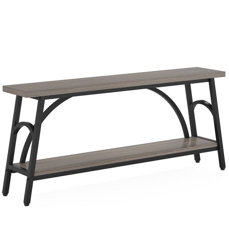 Tribesigns 70.8 inches 2-Tier TV Stand Extra Long Sofa Console Tables, Grey and Black