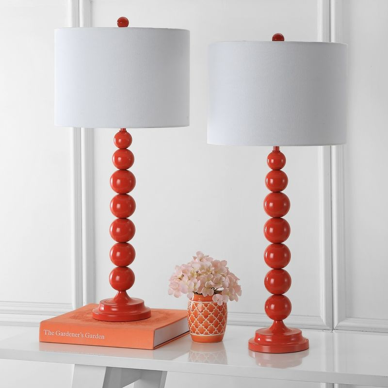 Jenna Stacked Ball Table Lamp (Set of 2) - 31.5 Inch Height - LIT4090 - Orange - Safavieh