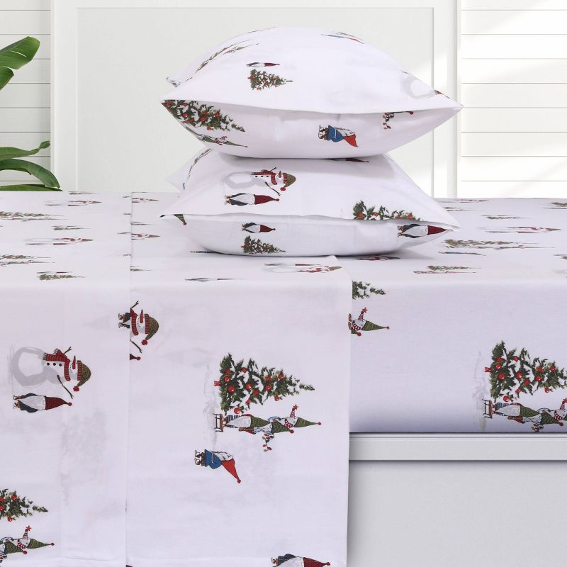 Azores Home Queen Gnomes Cotton Flannel Extra Deep Pocket Sheet Set